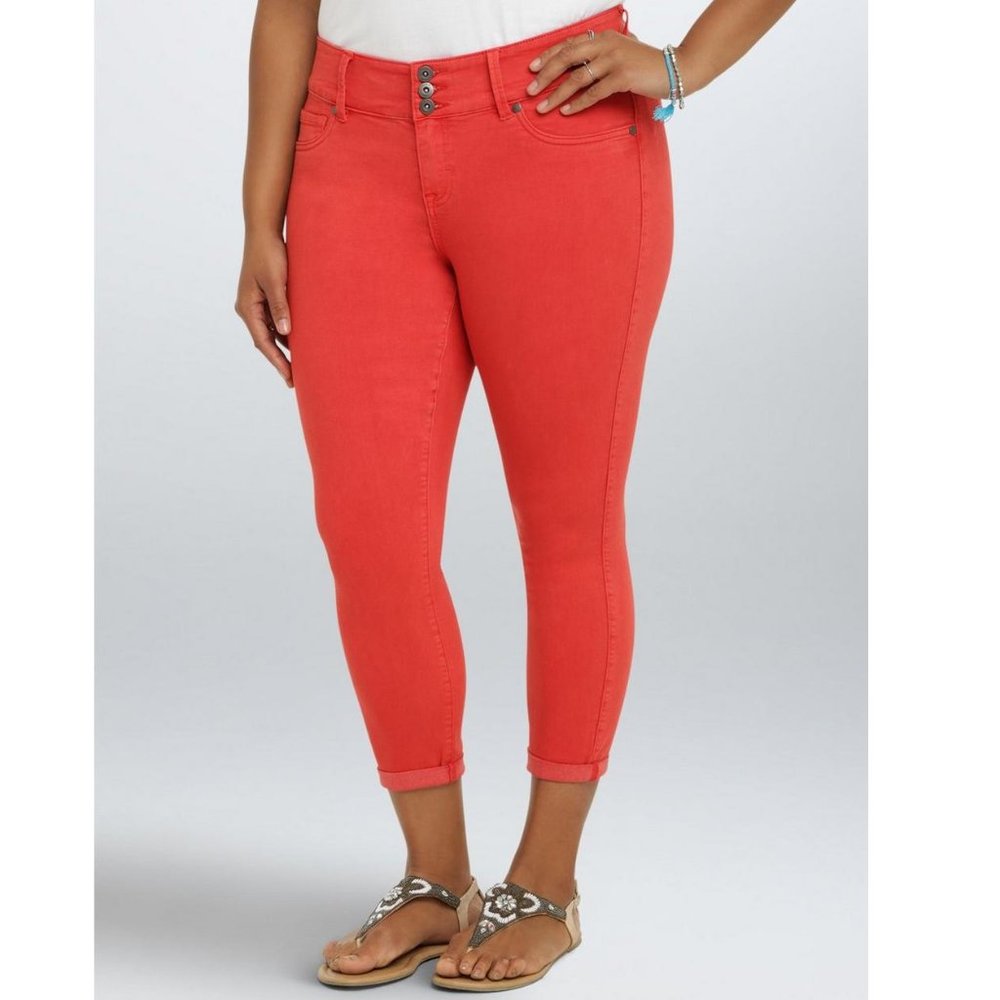 Size 16 Plus Size Torrid Cropped Jeggings - Blood Orange Wash Pants Stretch!